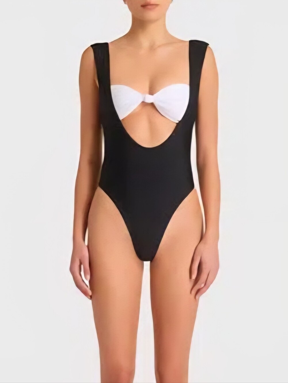 NWT Amanda Uprichard Black & White Bandeau Scoop Back One-Piece Sz- S/M & M/L